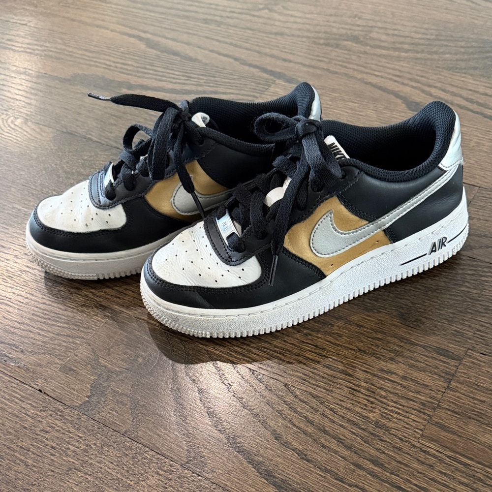 Nike AF1 Sneakers — Black, White & Gold